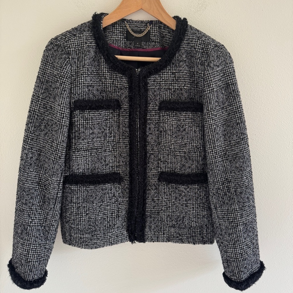J. Crew Black and Gray Tweed Lady Jacket Blazer